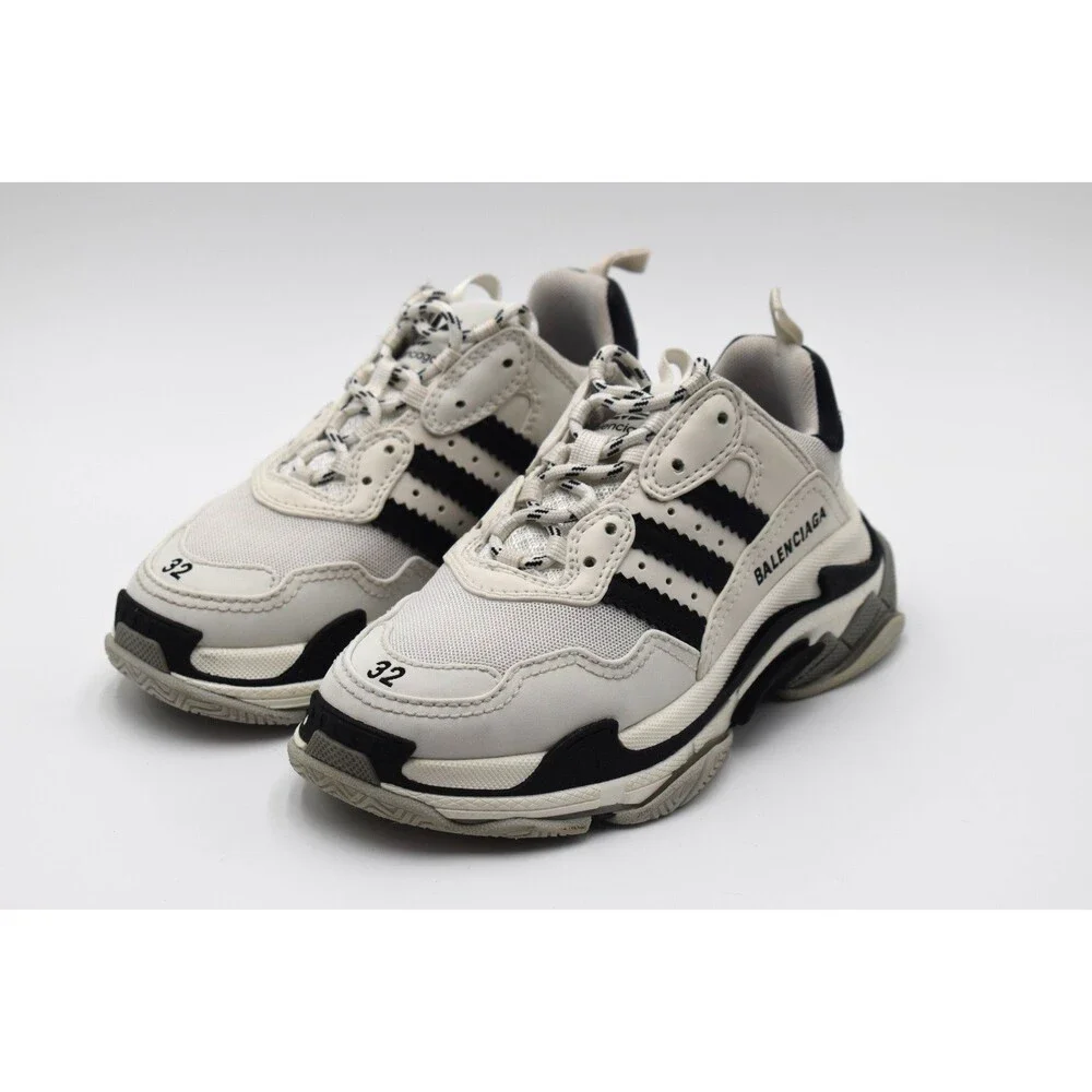 Balenciaga adidas Triple S Kids White Black Sneakers Size 1 32 712818 BoxDustBag